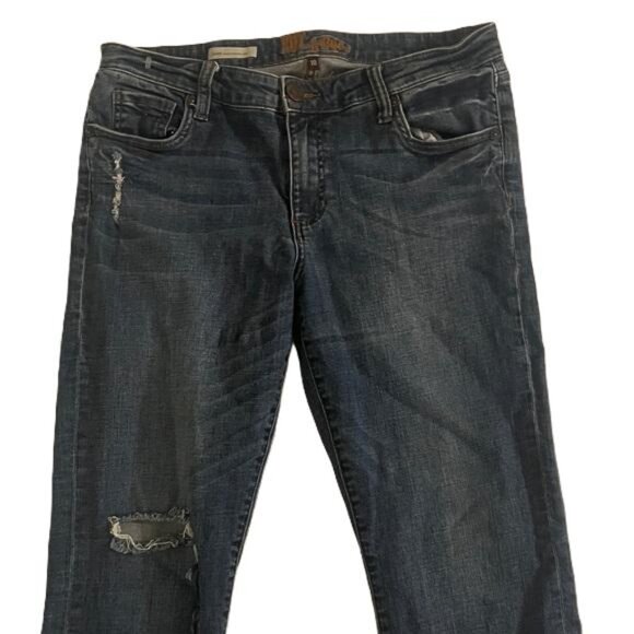 Kut From The Kloth Size 10 Ankle Straight Leg Jeans Stretch Cuffed Cute Modern - Picture 3 of 6